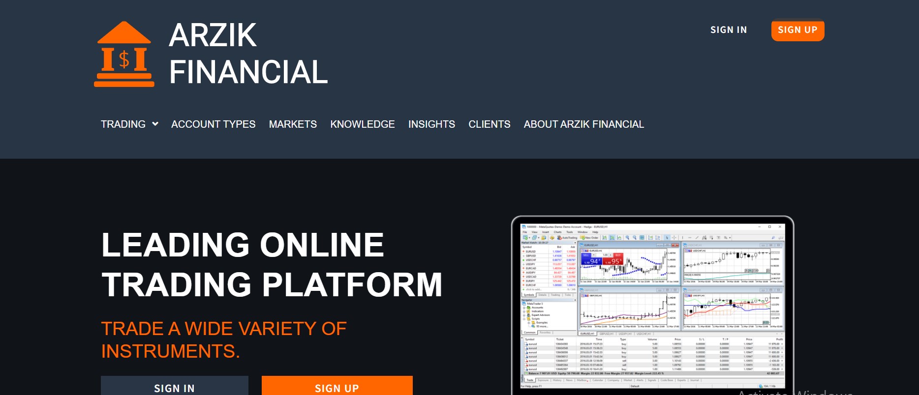Arzik Financial website